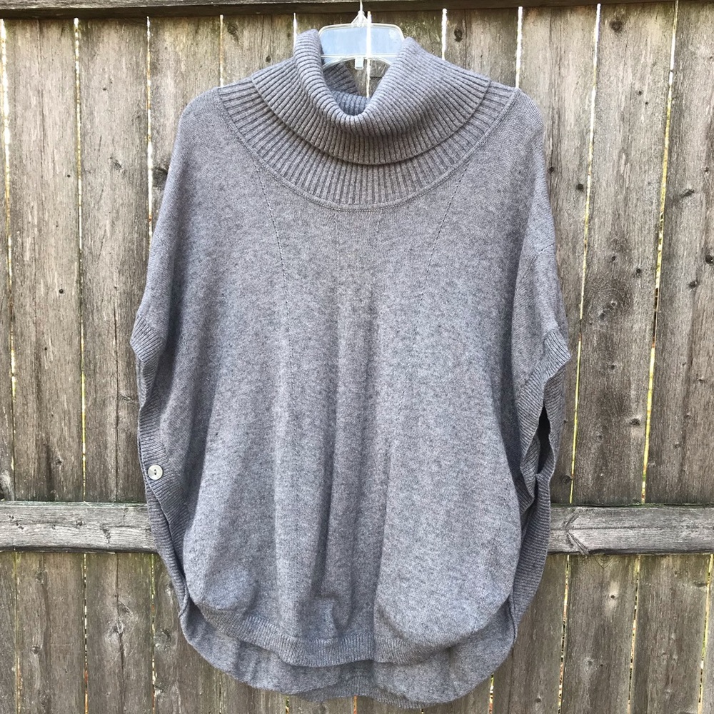 Grey turtle neck sweater poncho